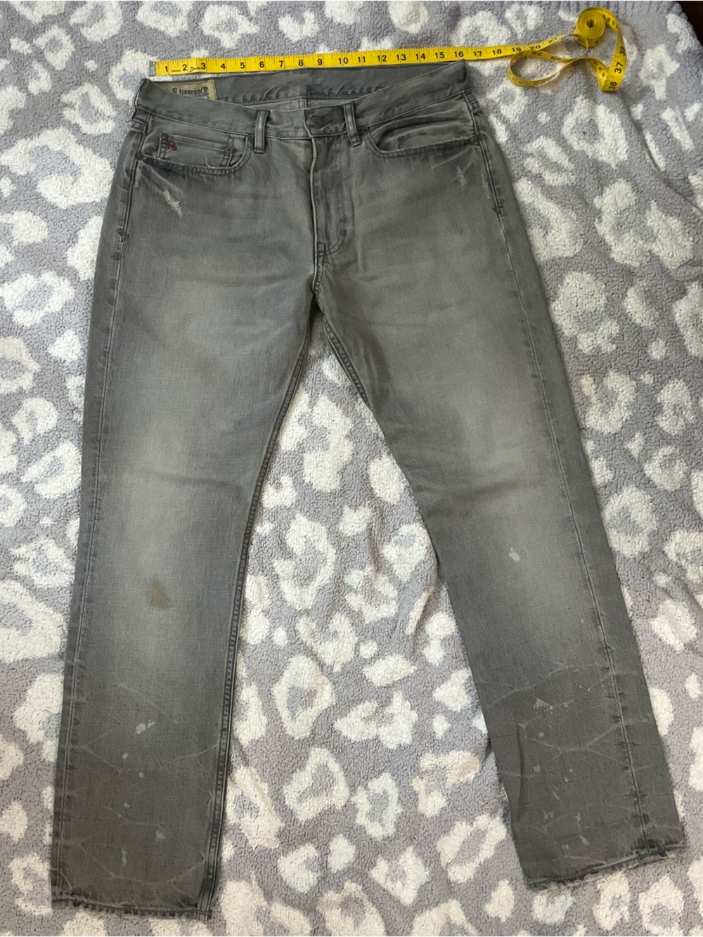 Polo Ralph Lauren Summer 2010 Distressed Gray Denim Jeans 34x30 Made Tunisia Y2K